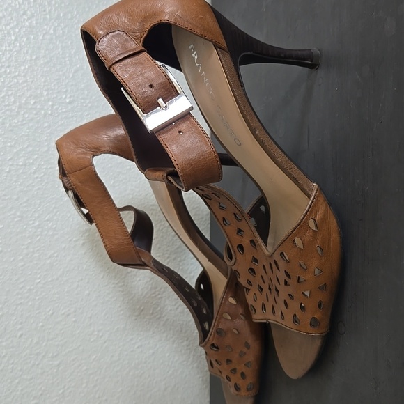 Franco Sarto Tan Folly T-strap Leather Heels Size 10 - Picture 4 of 9